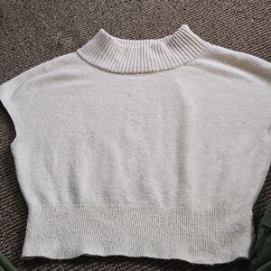 Express Cream Knit Sleeveless Sweater Ribbed